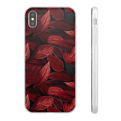 Scarlet Whispers: Lush Autumn Colours in Botanical Bliss - Flexible Phone Case