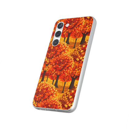 Impasto-Style Woodlands: High-Contrast Autumn Foliage - Flexible Phone Case