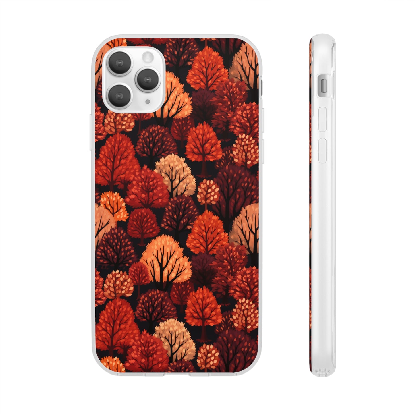 Crimson Forest: Autumn Trees in Vibrant Detail - Flexible Phone Case