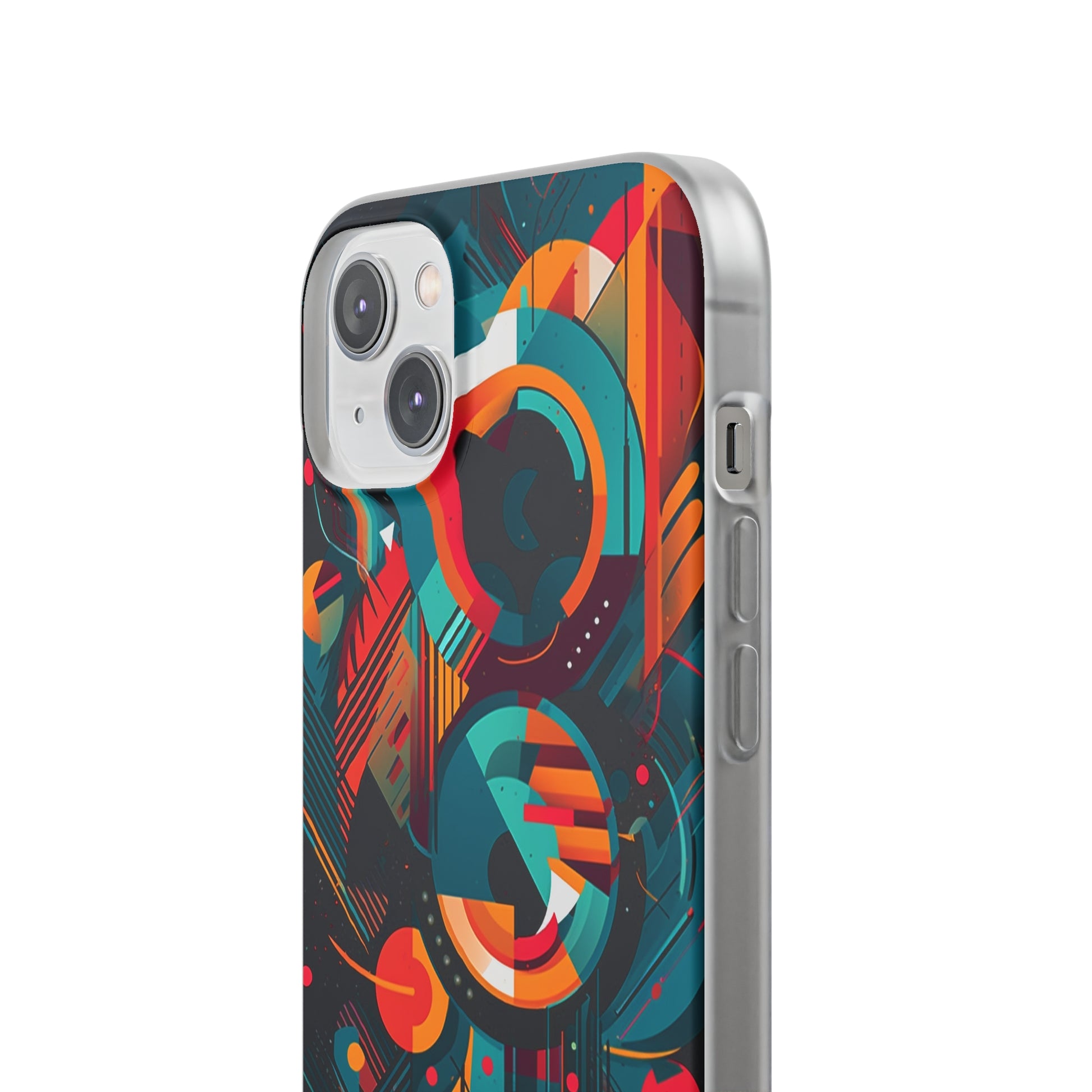 Vibrant Geometric Fusion Phone Case - Bold Squares & Circles Design - Flexi Cases Phone Case Pattern Symphony   