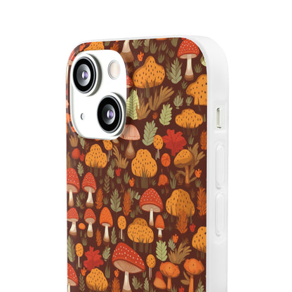 Autumn Spore Wonderland: Enchanting Mushroom and Leaf Designs - Flexible Phone Case