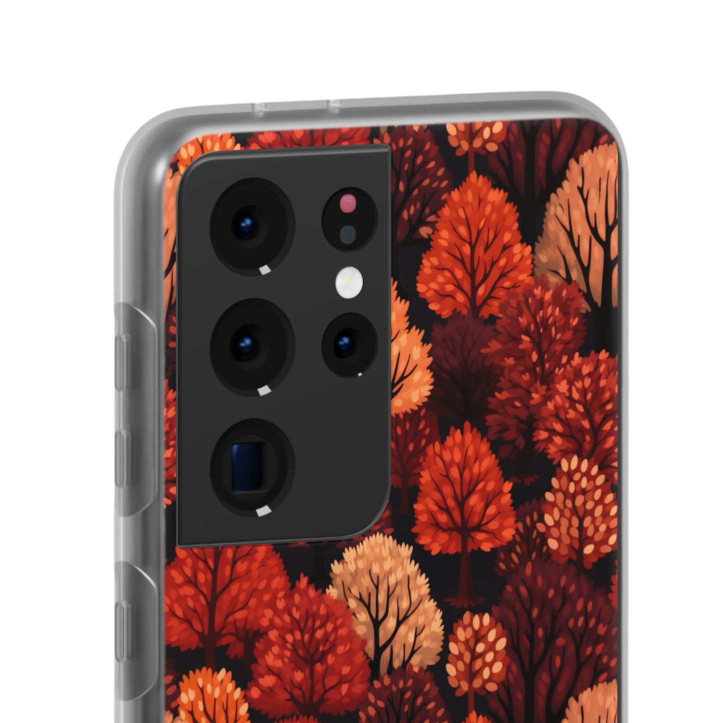 Crimson Forest: Autumn Trees in Vibrant Detail - Flexible Phone Case