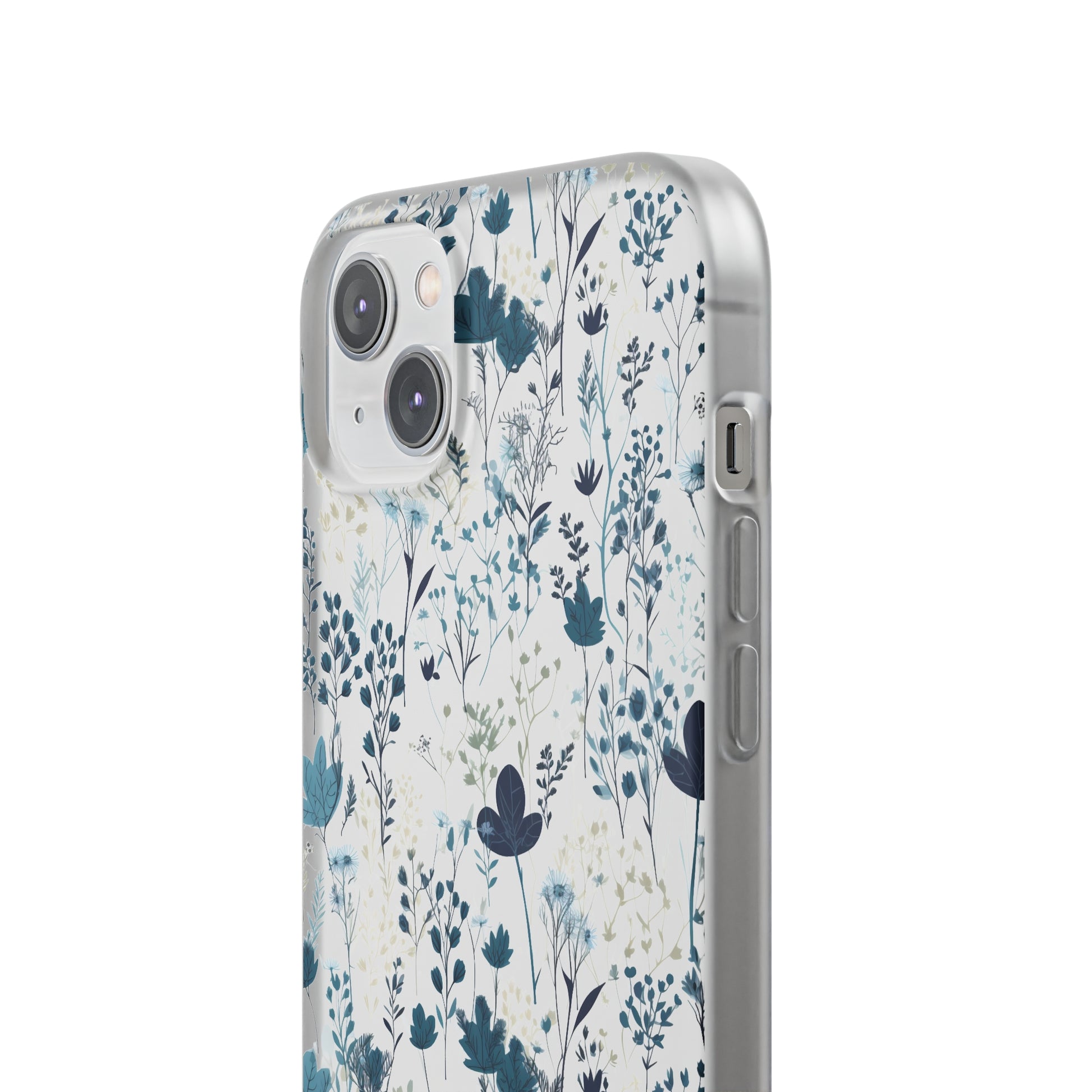 Serene Blue Wildflower Phone Case - Elegant White Background Design - Spring Collection - Flexi Cases Phone Case Pattern Symphony   