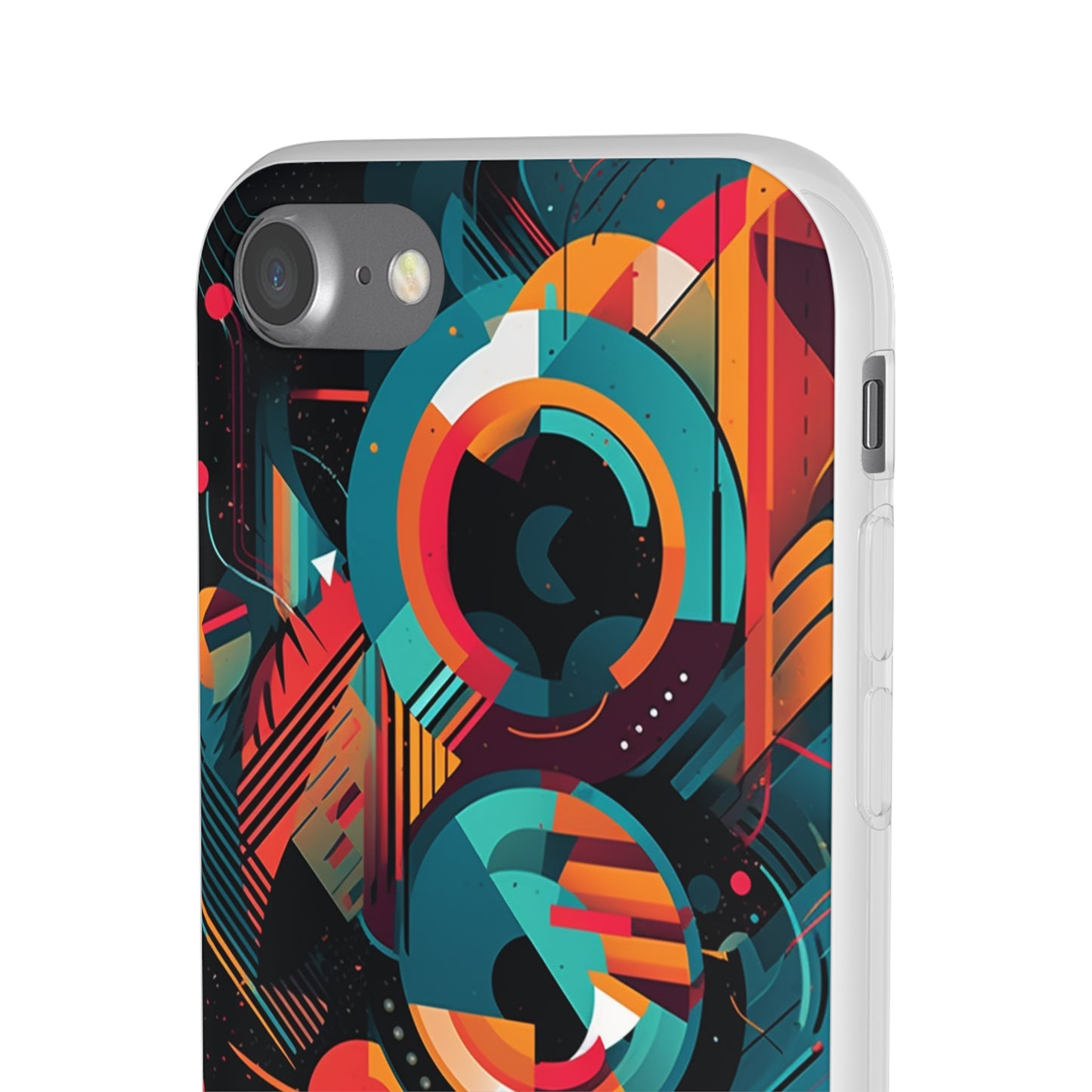 Vibrant Geometric Fusion Phone Case - Bold Squares & Circles Design - Flexi Cases Phone Case Pattern Symphony   