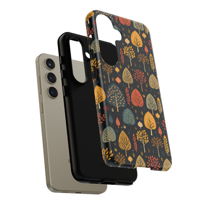 Mid-Century Mosaic: Dappled Leaves and Folk Imagery - Tough Phone Case