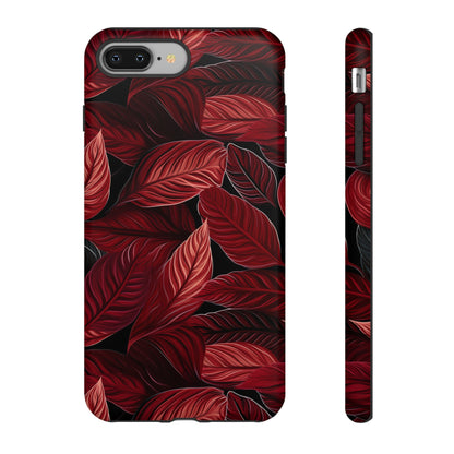 Scarlet Whispers: Lush Autumn Colours in Botanical Bliss - Tough Phone Case