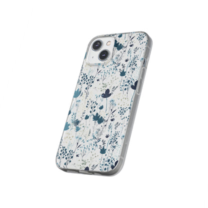 Serene Blue Wildflower Phone Case - Elegant White Background Design - Spring Collection - Flexi Cases Phone Case Pattern Symphony   