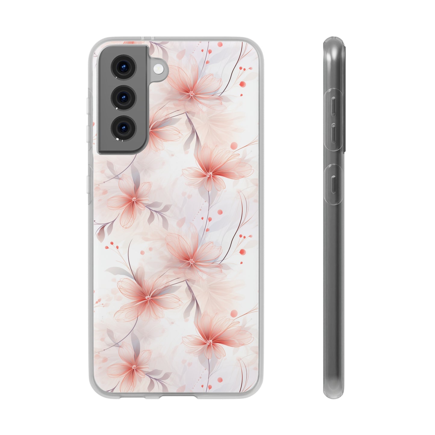 Whispering Petals: Subtle Grey & Pastel Red Gradient Phone Case