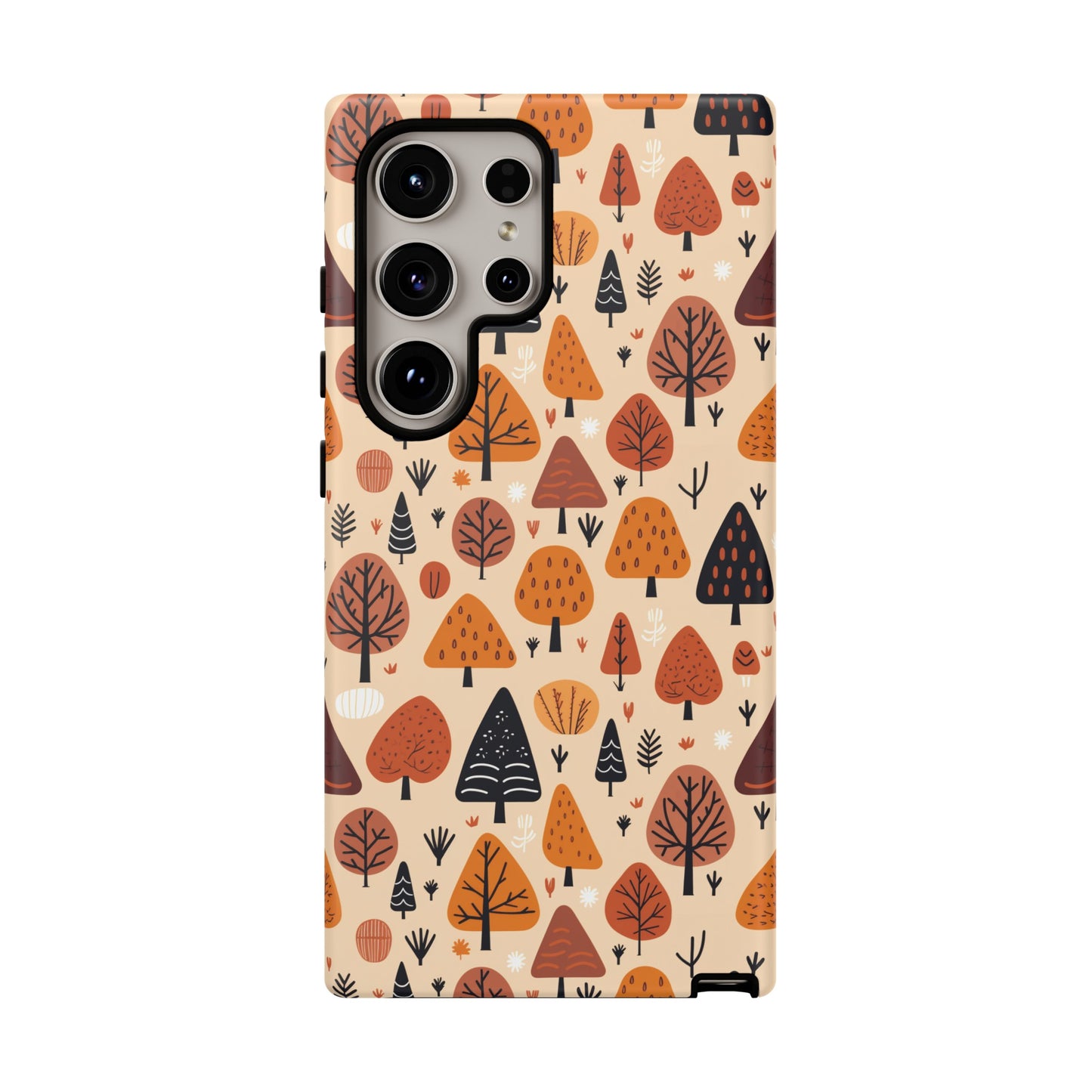 Terracotta Tree Tapestry: A Playful Autumn Mosaic - Tough Phone Case