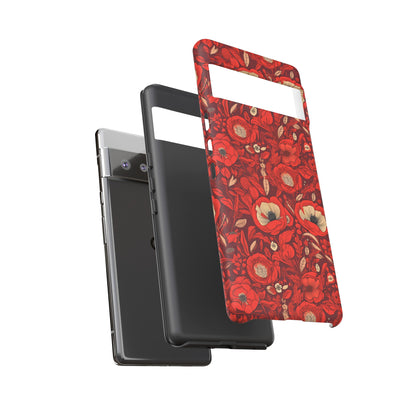 Radiant Spring Blossoms Tough Phone Case - Vibrant Red Floral Design