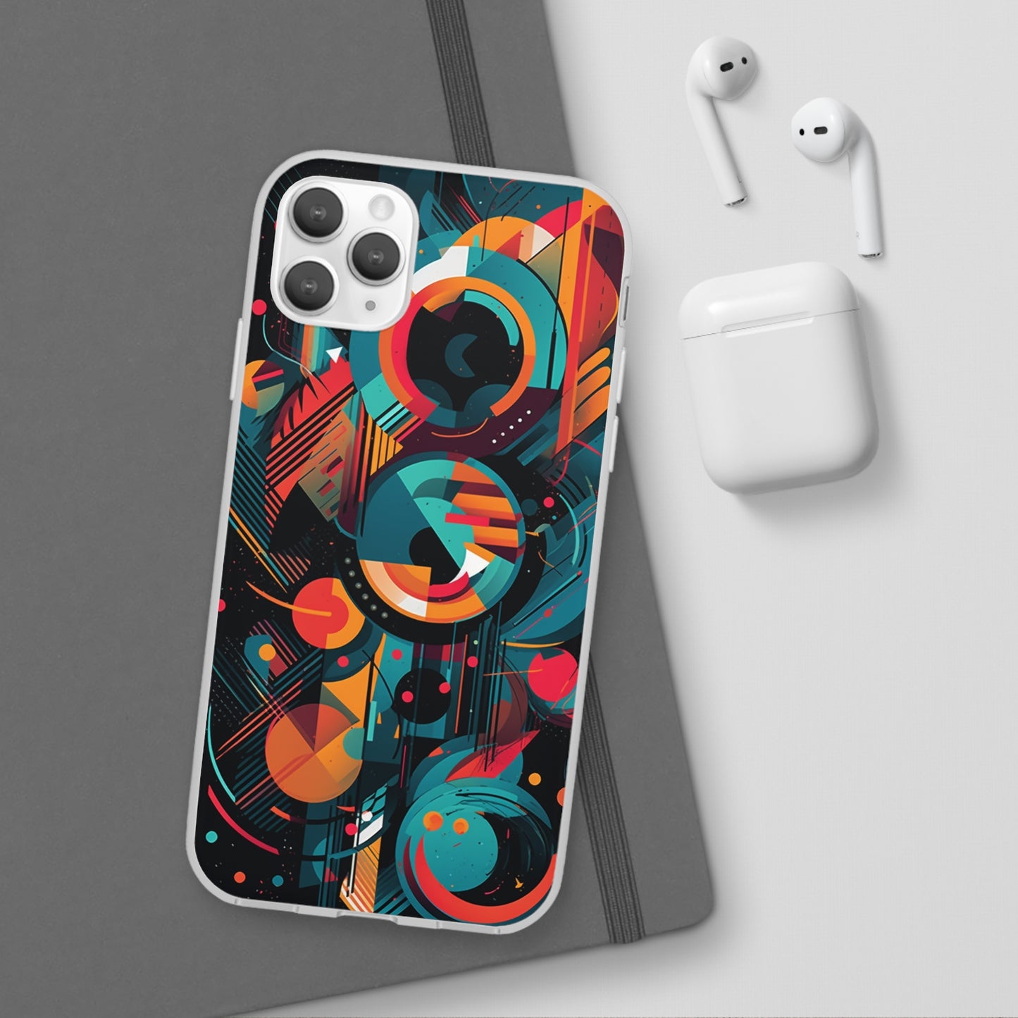 Vibrant Geometric Fusion Phone Case - Bold Squares & Circles Design - Flexi Cases Phone Case Pattern Symphony iPhone 11 Pro Max with gift packaging  