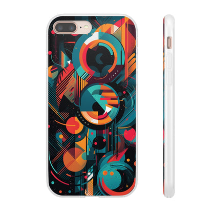 Vibrant Geometric Fusion Phone Case - Bold Squares & Circles Design - Flexi Cases Phone Case Pattern Symphony   