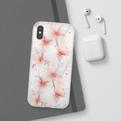 Whispering Petals: Subtle Grey & Pastel Red Gradient Phone Case