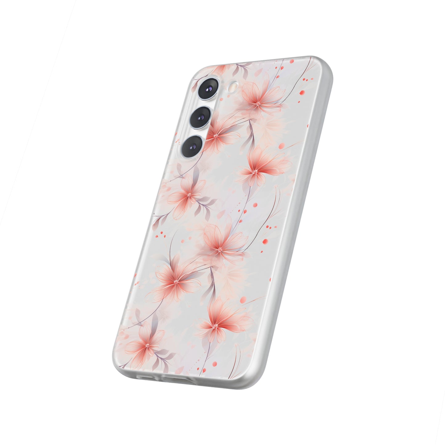 Whispering Petals: Subtle Grey & Pastel Red Gradient Phone Case