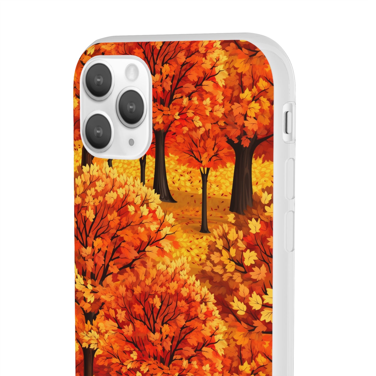 Impasto-Style Woodlands: High-Contrast Autumn Foliage - Flexible Phone Case