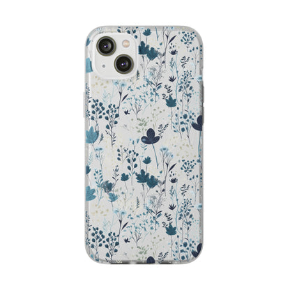 Serene Blue Wildflower Phone Case - Elegant White Background Design - Spring Collection - Flexi Cases Phone Case Pattern Symphony   