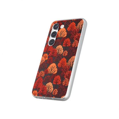 Crimson Forest: Autumn Trees in Vibrant Detail - Flexible Phone Case