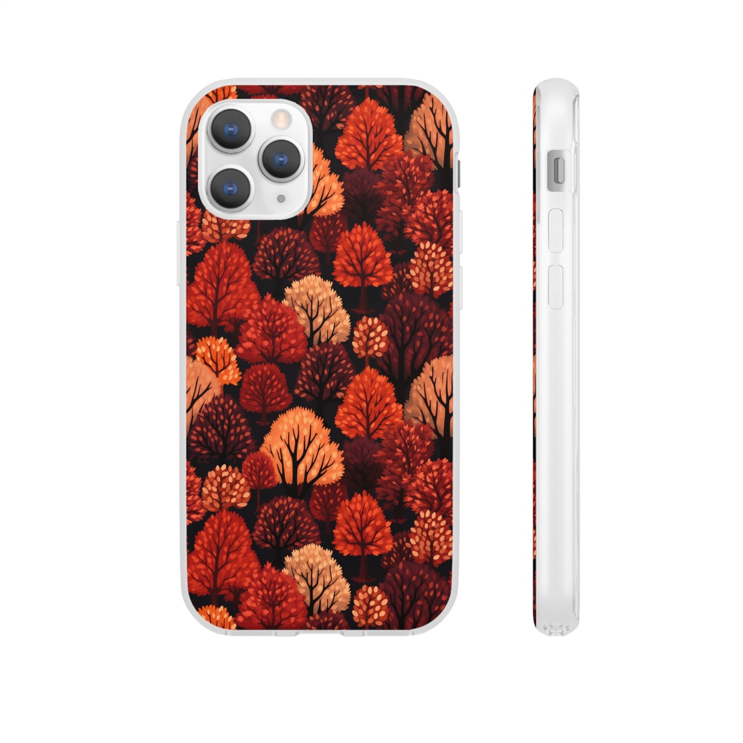 Crimson Forest: Autumn Trees in Vibrant Detail - Flexible Phone Case