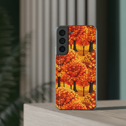 Impasto-Style Woodlands: High-Contrast Autumn Foliage - Flexible Phone Case