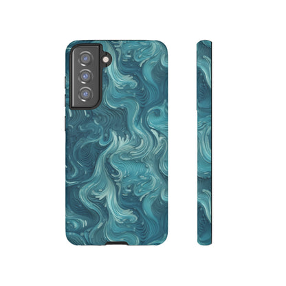 Azure Depths: Layered Blue Topographic Design Tough Phone Case