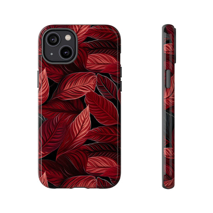 Scarlet Whispers: Lush Autumn Colours in Botanical Bliss - Tough Phone Case