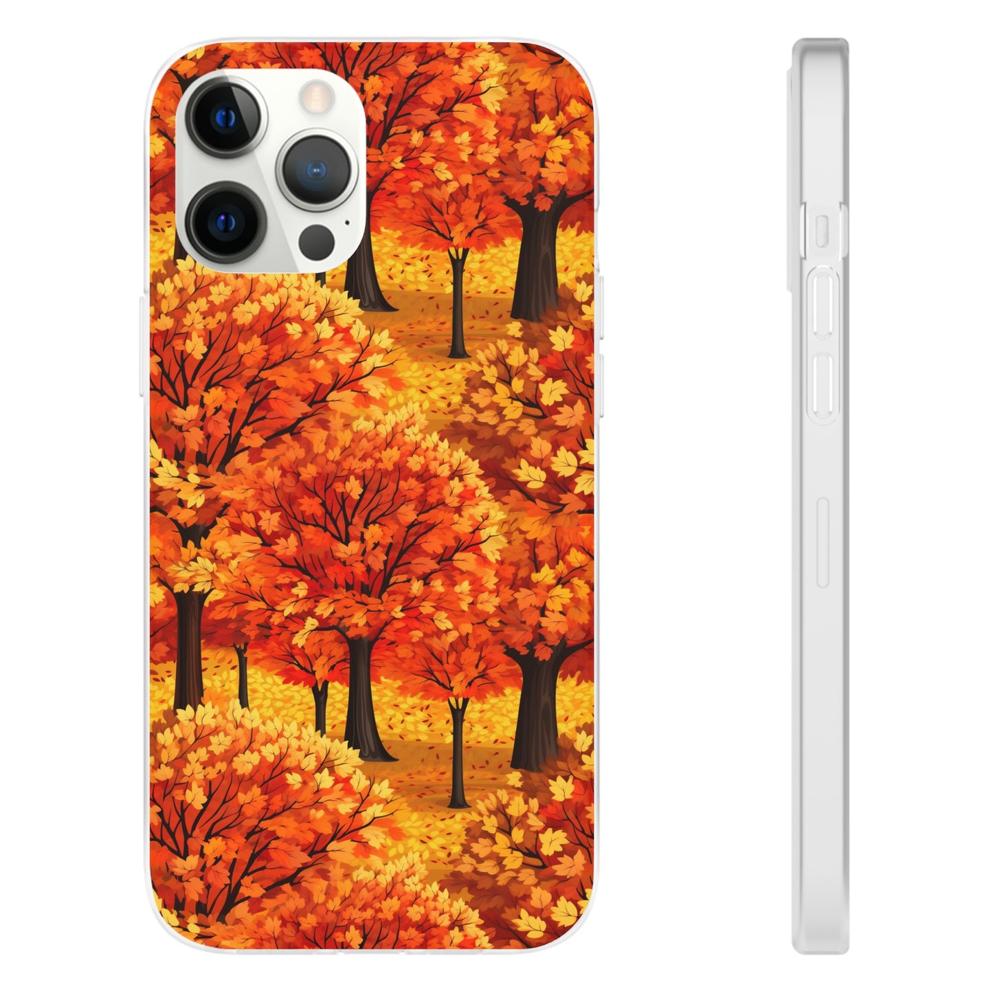 Impasto-Style Woodlands: High-Contrast Autumn Foliage - Flexible Phone Case