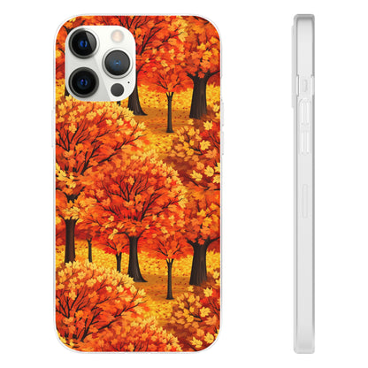 Impasto-Style Woodlands: High-Contrast Autumn Foliage - Flexible Phone Case