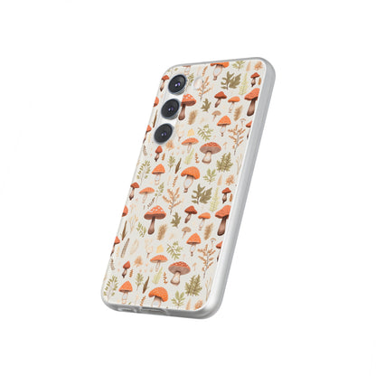 Mushroom Haven - Autumnal Tones Botanical illustration - Flexible Phone Case