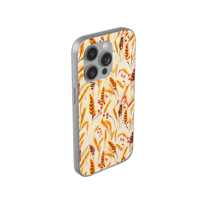 Golden Harvest: An Autumn Collage of Wheat and Berries - Flexible Phone Case