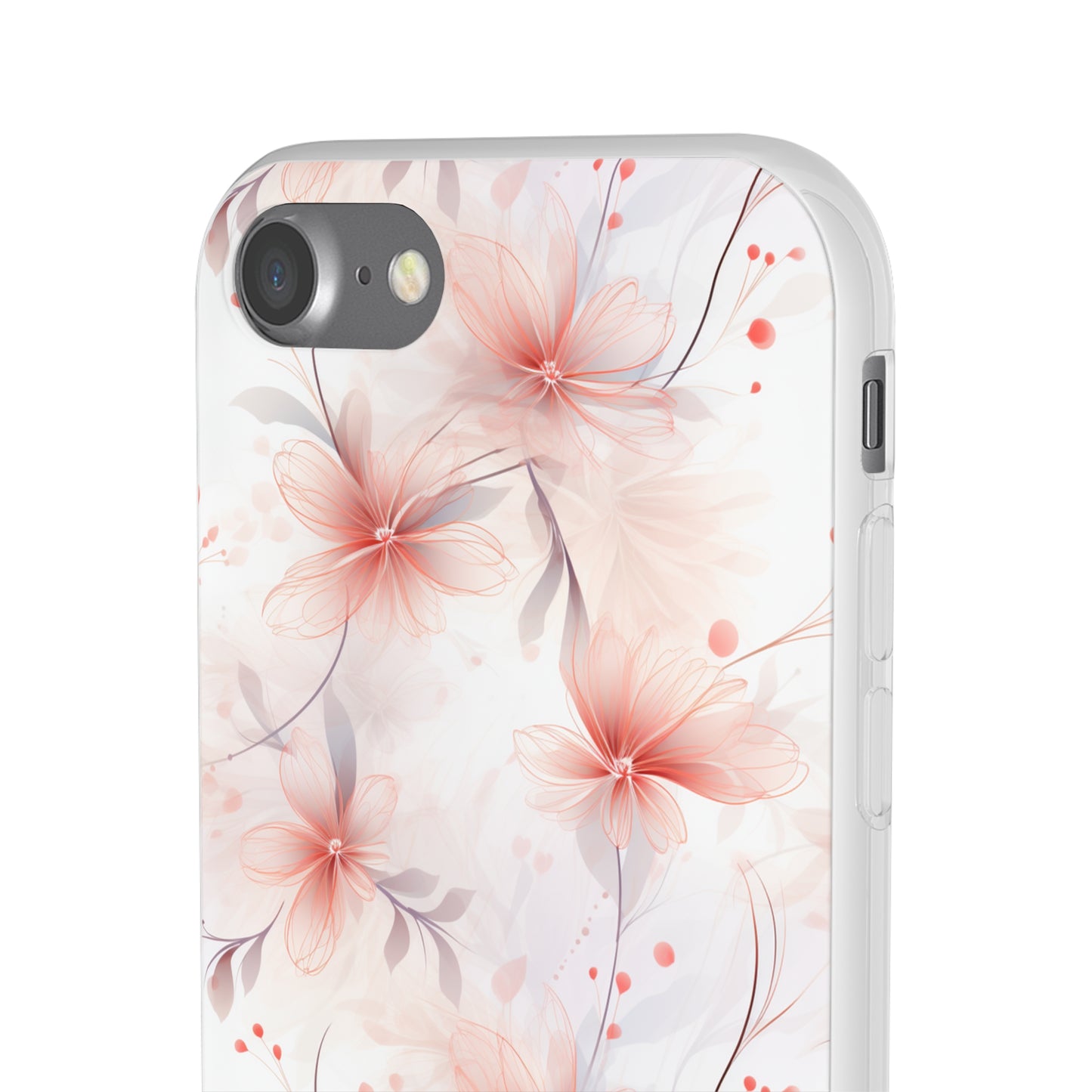 Whispering Petals: Subtle Grey & Pastel Red Gradient Phone Case