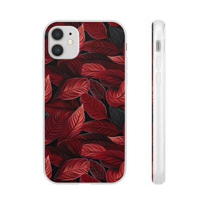 Scarlet Whispers: Lush Autumn Colours in Botanical Bliss - Flexible Phone Case