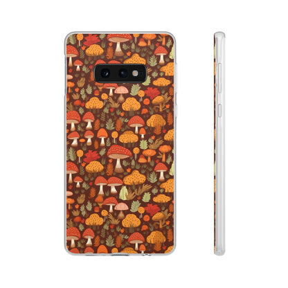 Autumn Spore Wonderland: Enchanting Mushroom and Leaf Designs - Flexible Phone Case