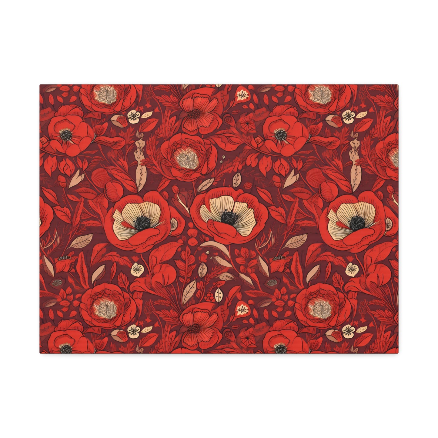 Radiant Spring Blossoms - Vibrant Red Floral Design - Wall Art Canvas