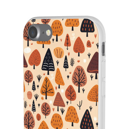 Terracotta Tree Tapestry: A Playful Autumn Mosaic - Flexible Phone Case