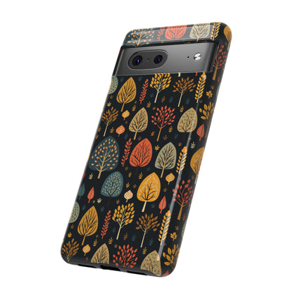 Mid-Century Mosaic: Dappled Leaves and Folk Imagery - Tough Phone Case