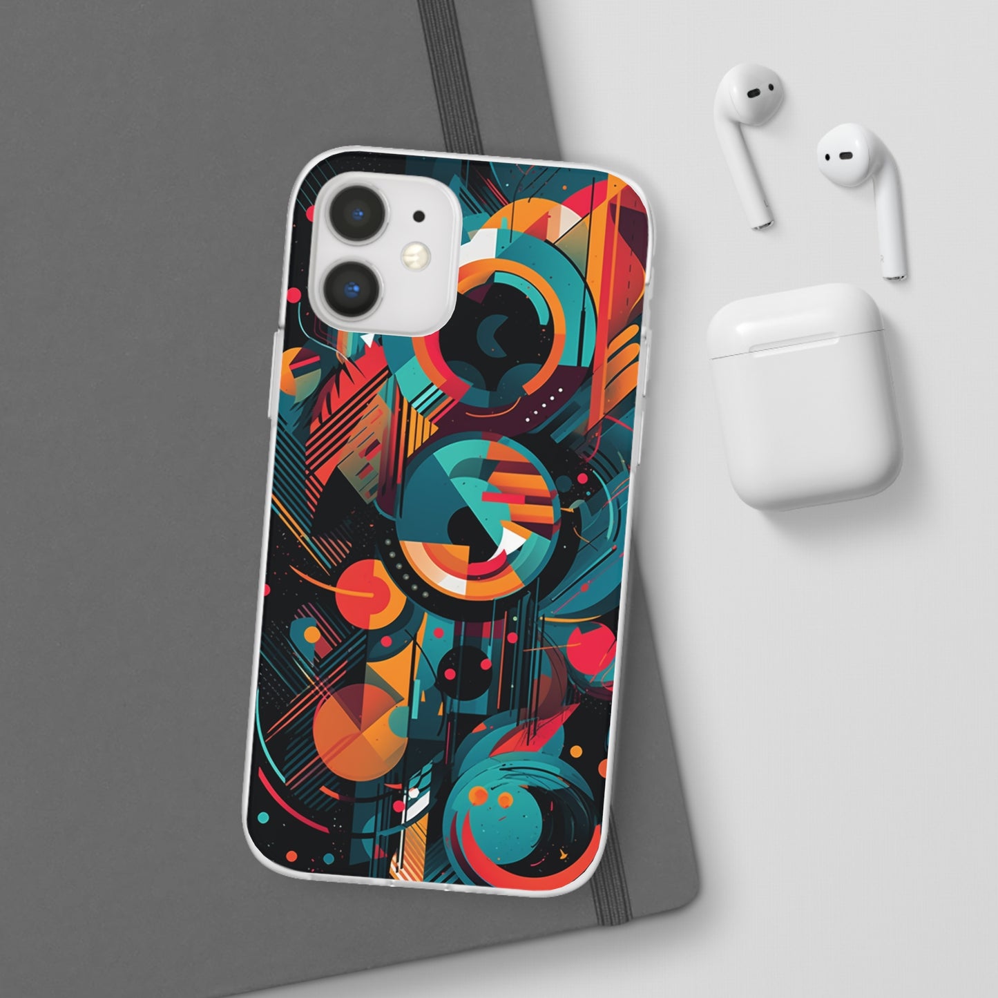 Vibrant Geometric Fusion Phone Case - Bold Squares & Circles Design - Flexi Cases Phone Case Pattern Symphony iPhone 12 with gift packaging  