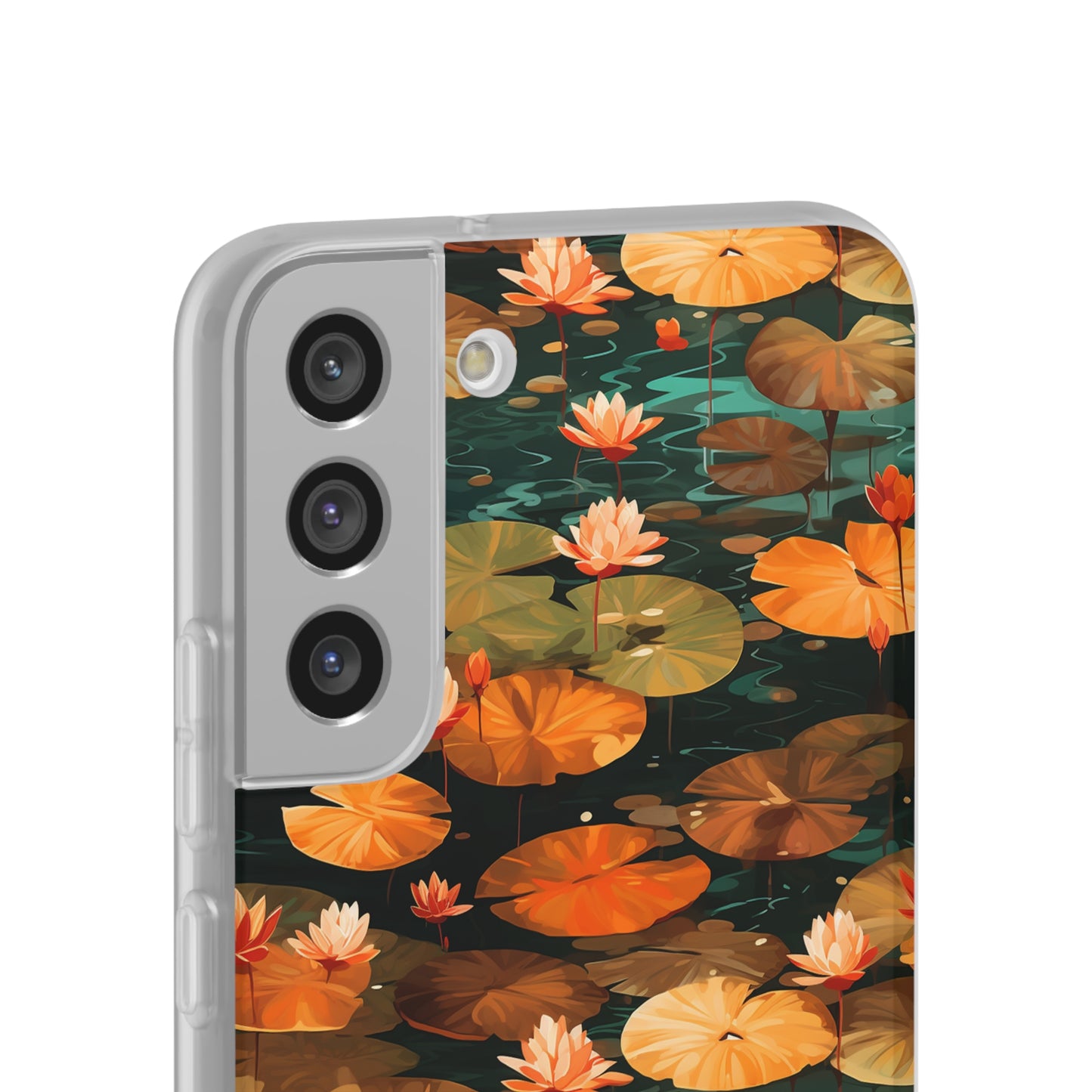 Orange Lotus Whisper: Autumn on the Water - Flexible Phone Case