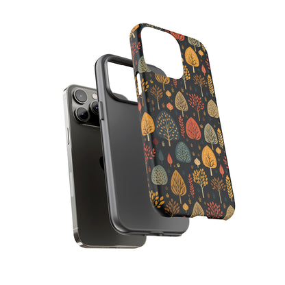 Mid-Century Mosaic: Dappled Leaves and Folk Imagery - Tough Phone Case