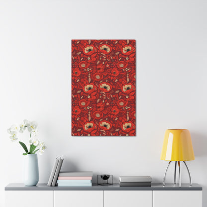 Radiant Spring Blossoms - Vibrant Red Floral Design - Wall Art Canvas