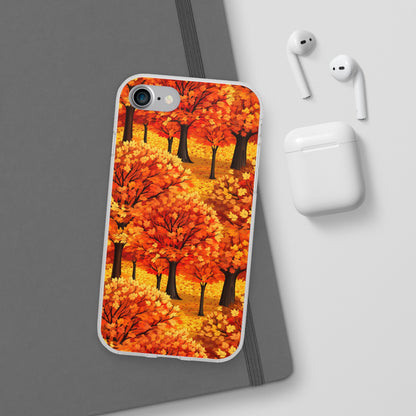 Impasto-Style Woodlands: High-Contrast Autumn Foliage - Flexible Phone Case