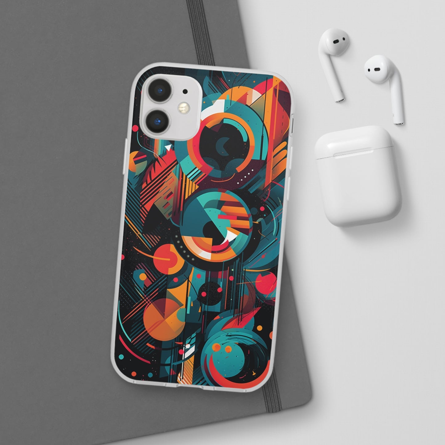 Vibrant Geometric Fusion Phone Case - Bold Squares & Circles Design - Flexi Cases Phone Case Pattern Symphony iPhone 11  