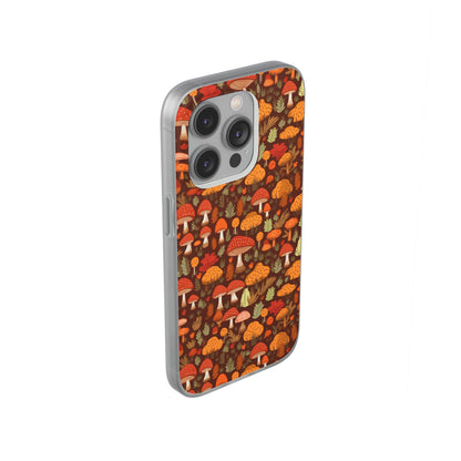 Autumn Spore Wonderland: Enchanting Mushroom and Leaf Designs - Flexible Phone Case