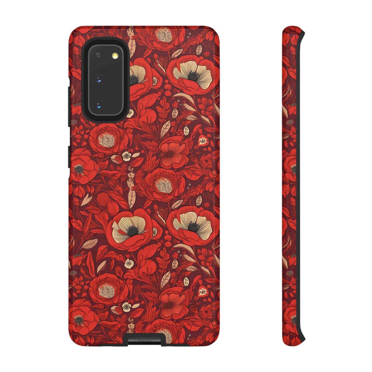 Radiant Spring Blossoms Tough Phone Case - Vibrant Red Floral Design