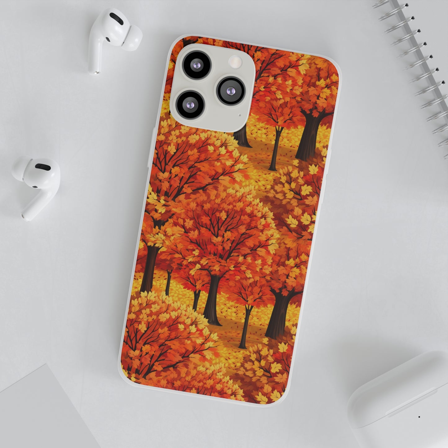 Impasto-Style Woodlands: High-Contrast Autumn Foliage - Flexible Phone Case