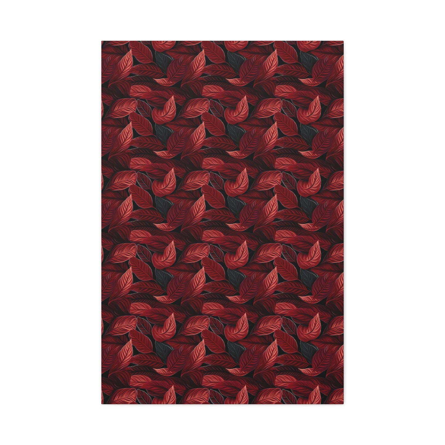 Scarlet Whispers: Lush Autumn Colours in Botanical Bliss - Satin Canvas, Stretched