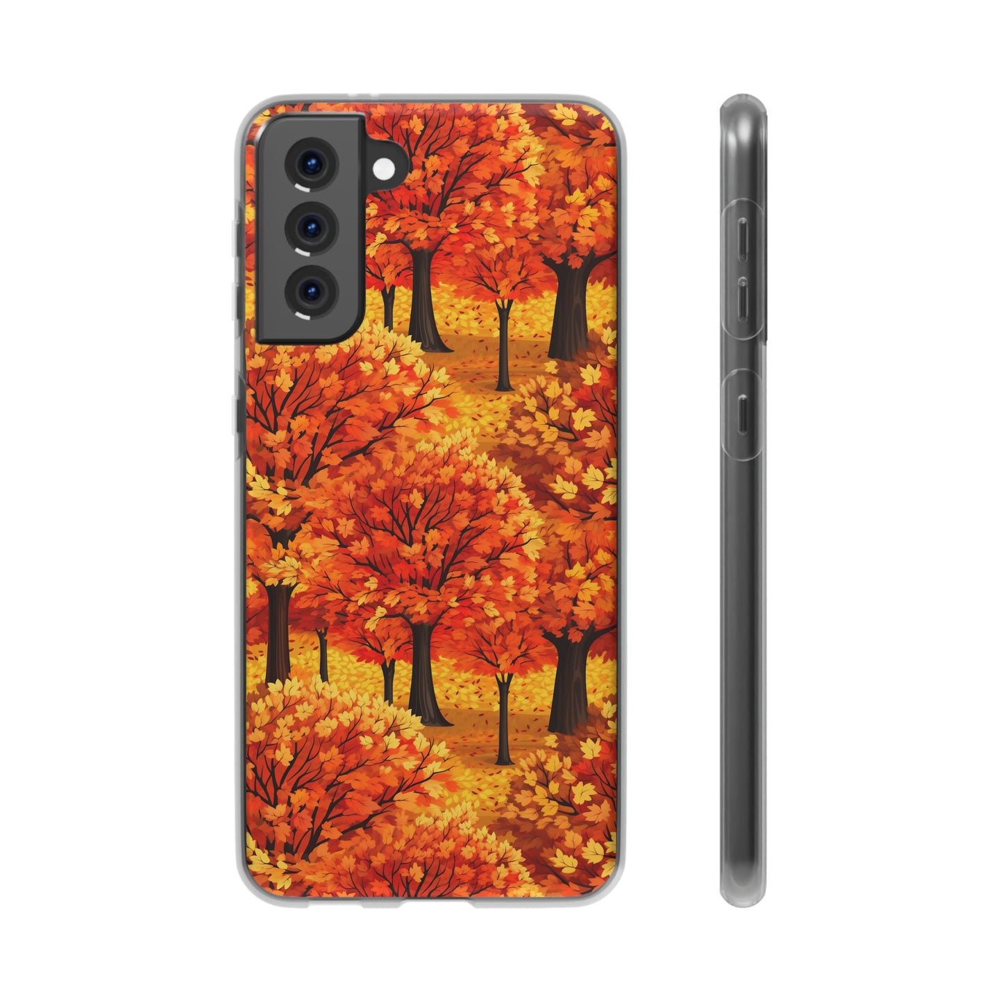 Impasto-Style Woodlands: High-Contrast Autumn Foliage - Flexible Phone Case