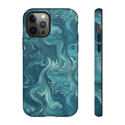 Azure Depths: Layered Blue Topographic Design Tough Phone Case