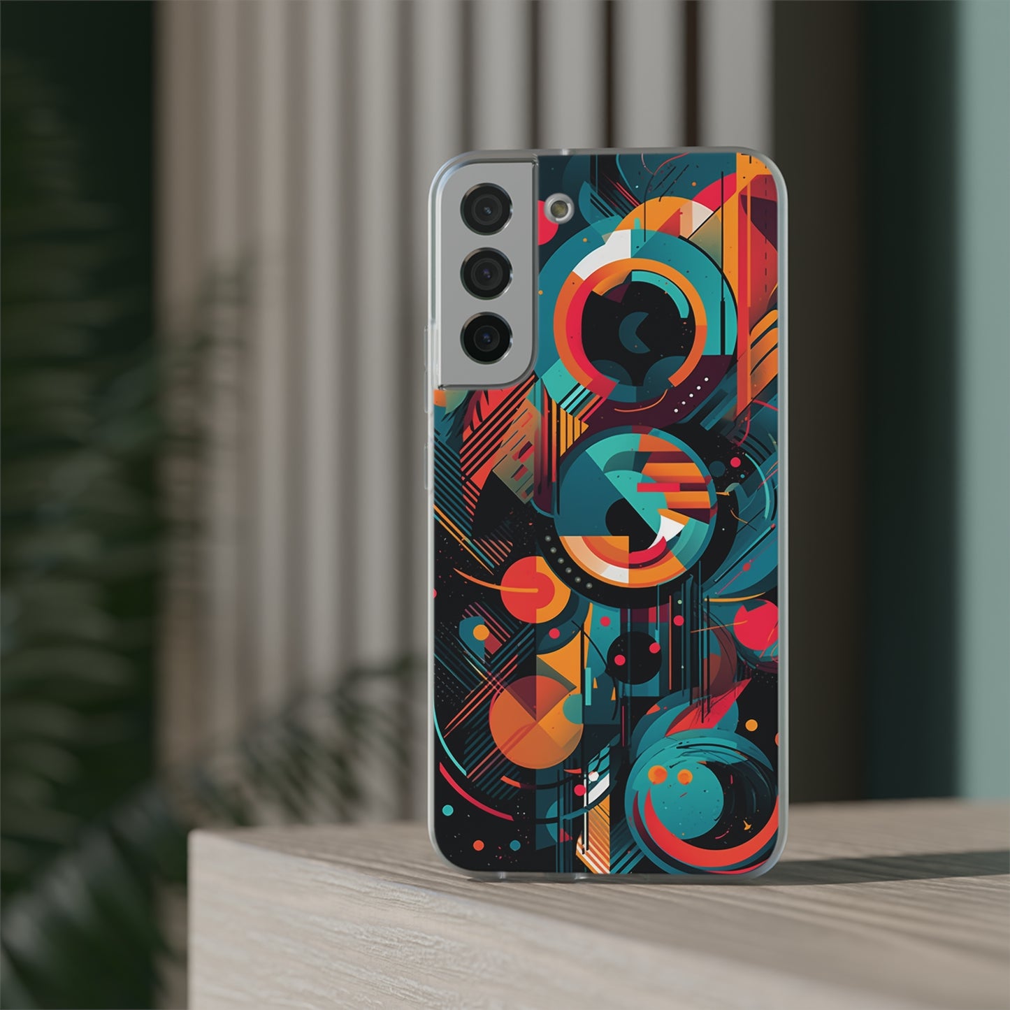 Vibrant Geometric Fusion Phone Case - Bold Squares & Circles Design - Flexi Cases Phone Case Pattern Symphony Samsung Galaxy S22 Plus with gift packaging  