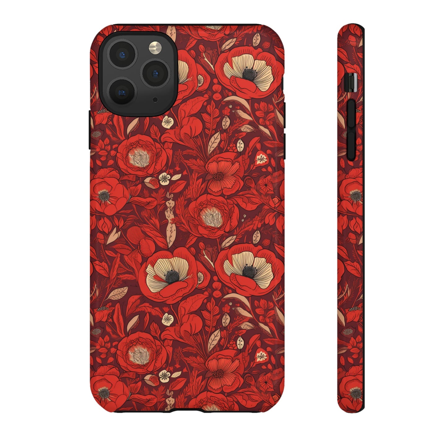 Radiant Spring Blossoms Tough Phone Case - Vibrant Red Floral Design