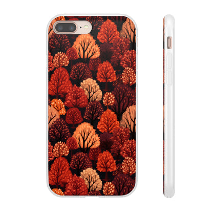 Crimson Forest: Autumn Trees in Vibrant Detail - Flexible Phone Case